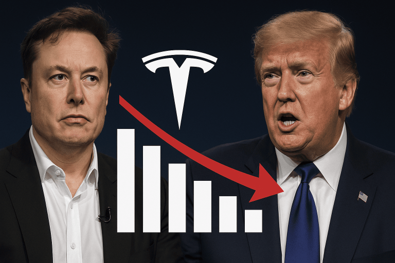 Tesla delnice strmoglavile po Muskovem političnem izzivu in Trumpovem odzivu